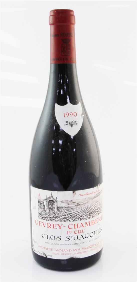 One bottle of Gevrey-Chambertin 1er Cru Clos St. Jacques 1990,